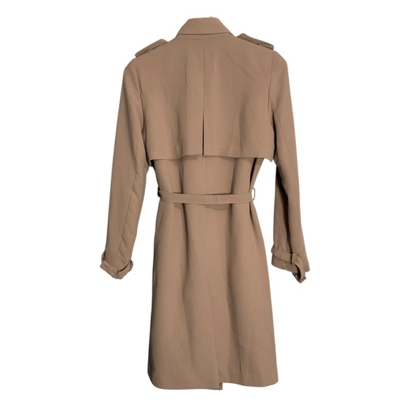 Classic Beige Double Breasted Trench Coat Belted Full Length Women - Picture 5 of 6